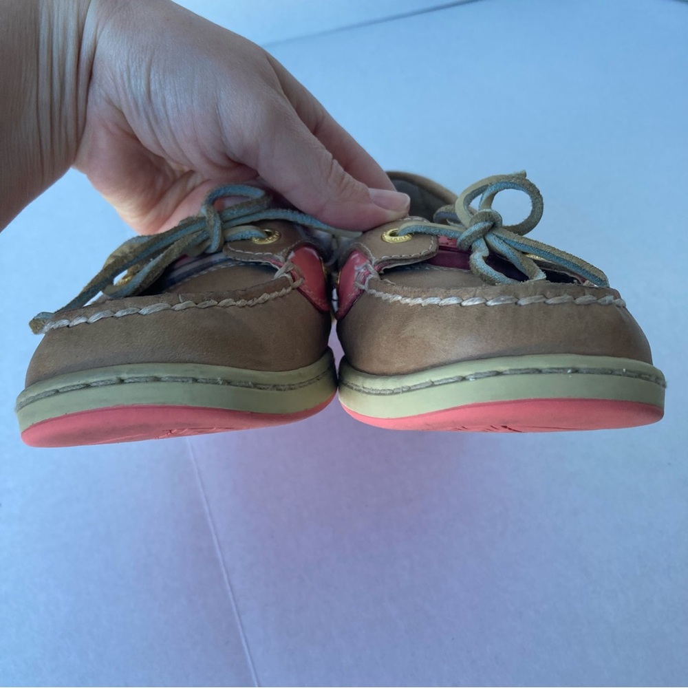 Sperry Leather Women Plaid Boat Shoes‎ Loafers Pink and Tan Size 8 - Picture 6 of 11